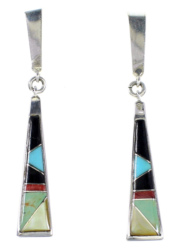 Authentic Sterling Silver Multicolor Post Dangle Earrings RX95085